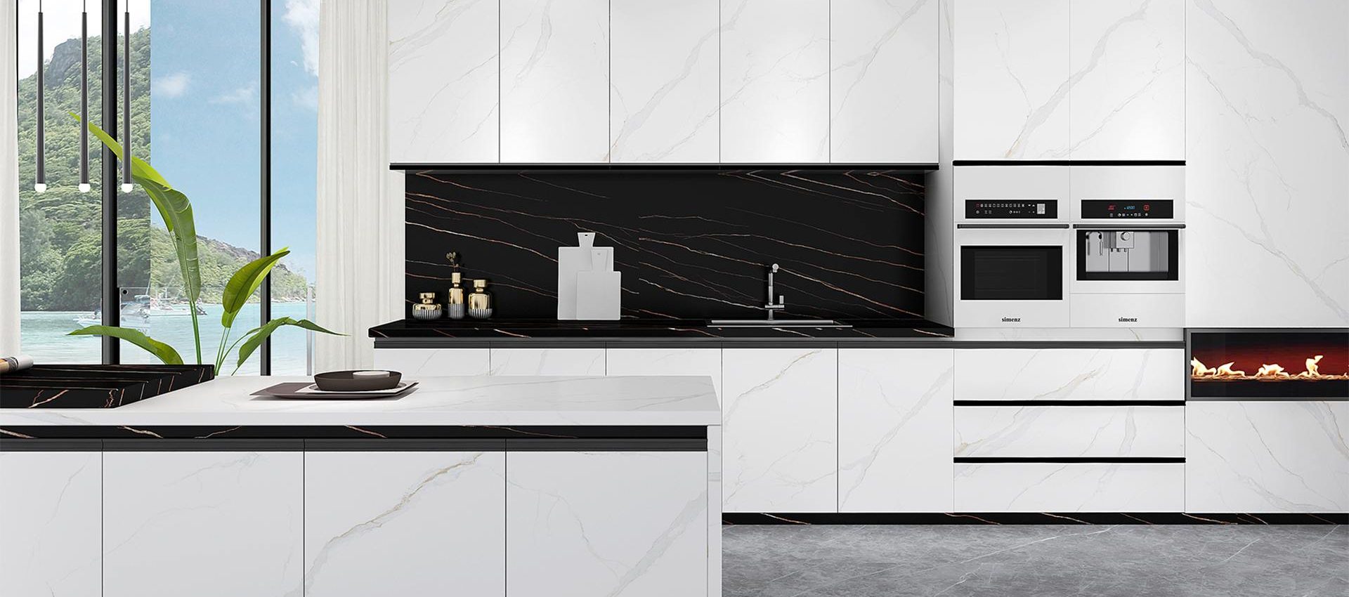 KITCHEN WITH SIMPLE LUXURY SLABS
