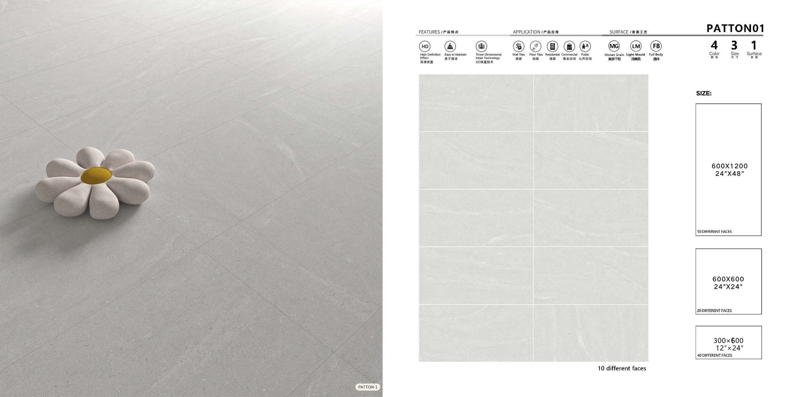 Porcelain Tile Patton Series Matt Surface