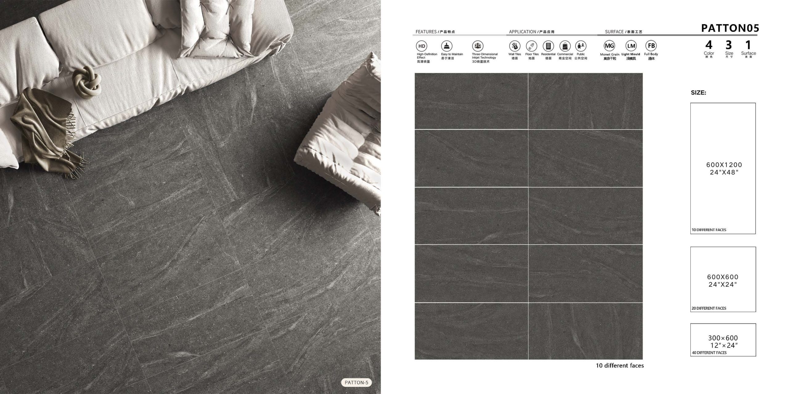 Porcelain Tile Patton Series Matt Surface