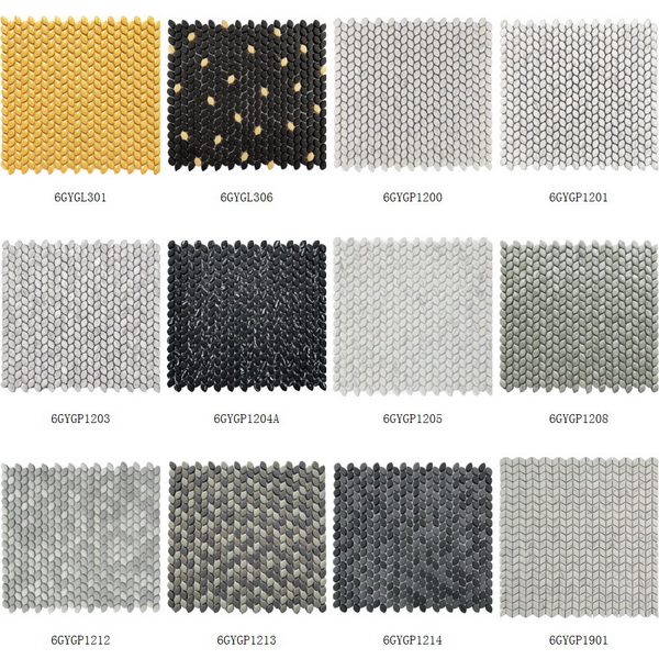 Recycle Glass Mosaic Leaf Shaped Pattern