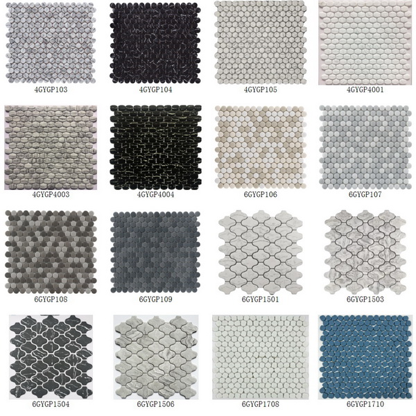 Recycle Glass Mosaic Circle Shaped Pattern