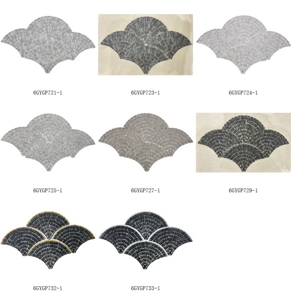 Recycle Glass Mosaic Fan-shaped Pattern