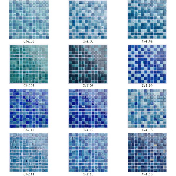 Glass Mosaic Swimming Pool Cloudy and Hand Painting Series