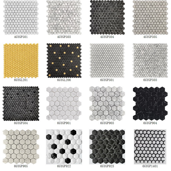 Recycle Glass Mosaic Hexagon Pattern