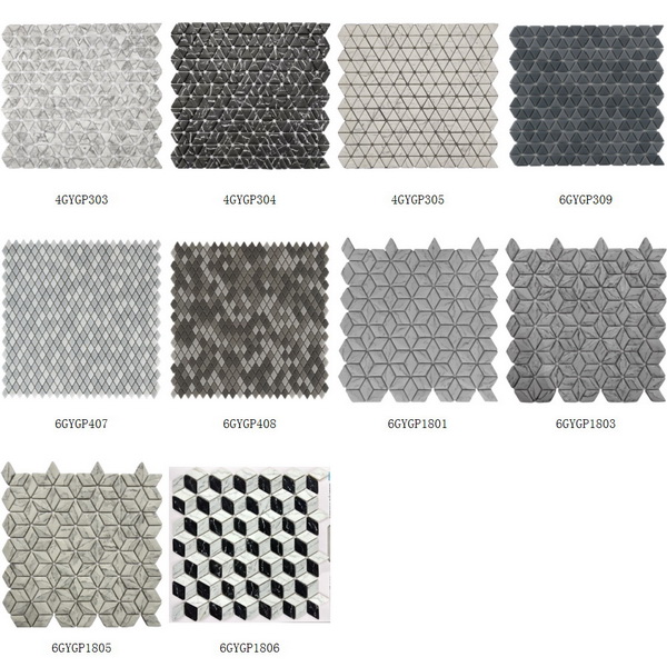 Recycle Glass Mosaic Triangle and Diamond Pattern