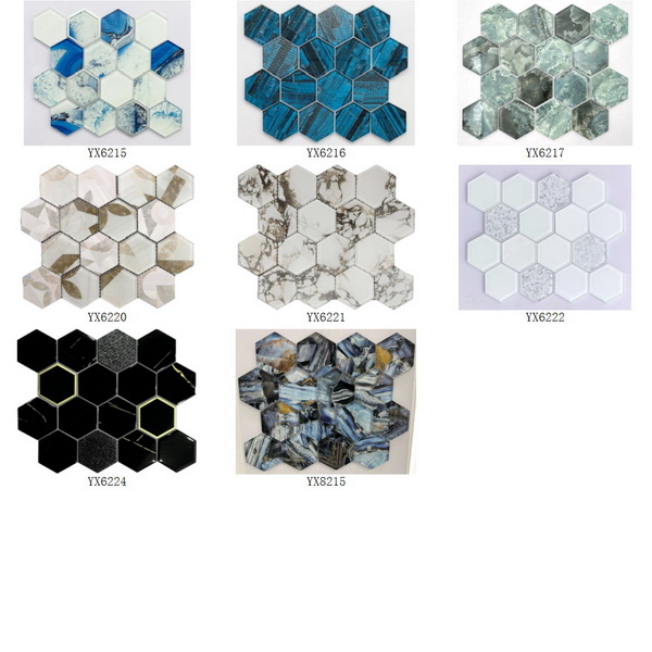 Glass Mosaic Inkjet Printing Hexagon Series