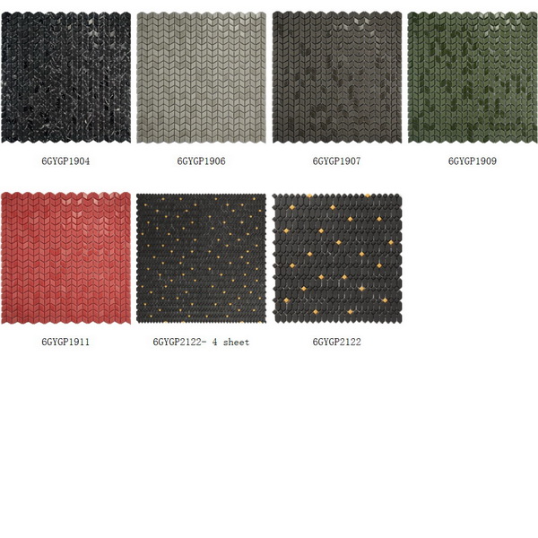 Recycle Glass Mosaic Leaf Shaped Pattern