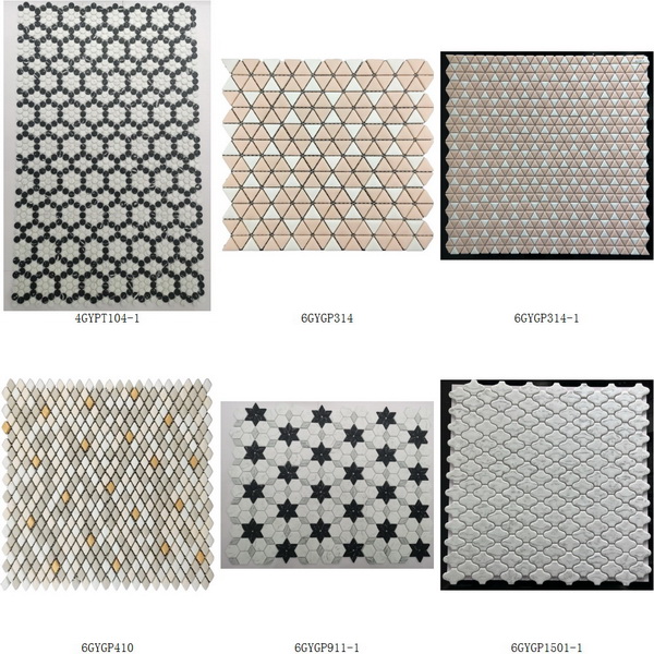 Recycle Glass Mosaic Leaf-Shaped Pattern