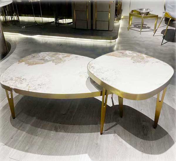 Stainless Steel And Marble Table Set