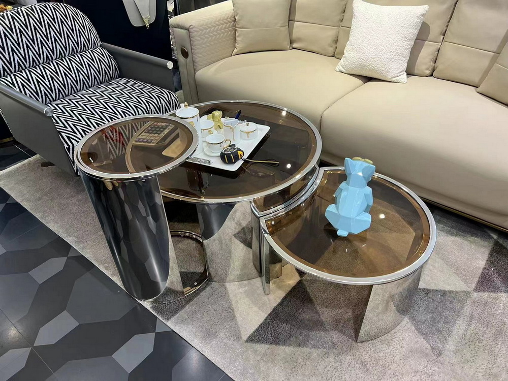 Stainless Steel And Marble Table Set