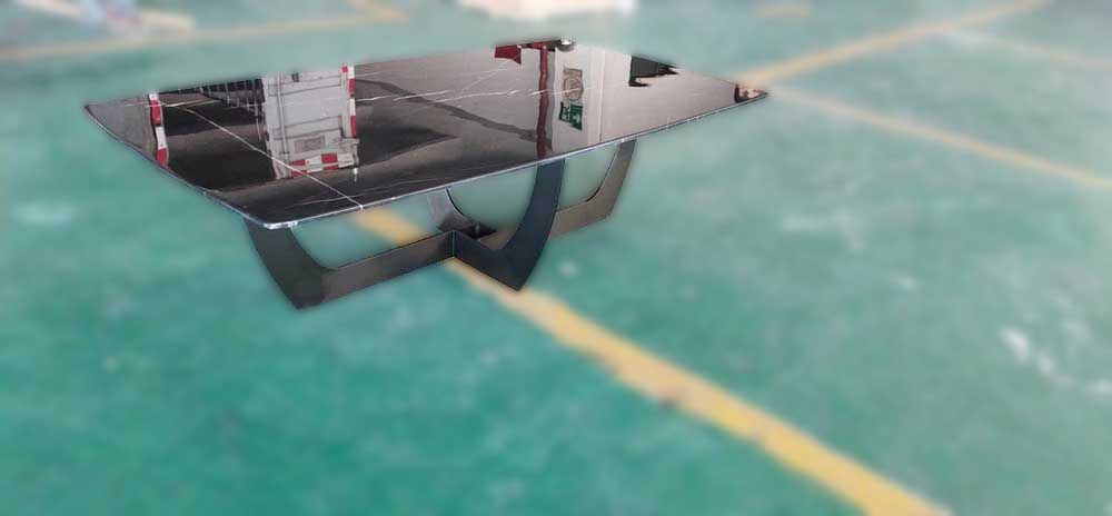 Slab Top Stainless Steel Base Rectangle Tables