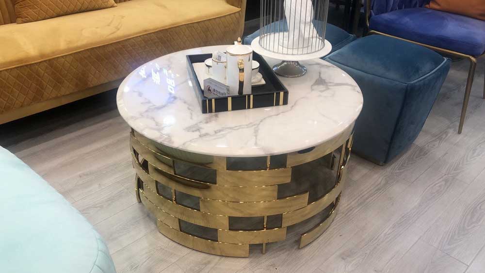 Marble Top Stainless Steel Base Round Tables