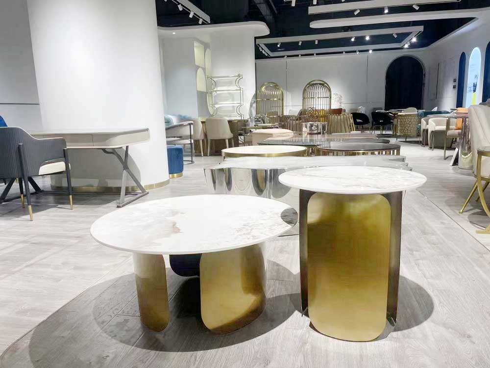 Stainless Steel And Marble Table Set