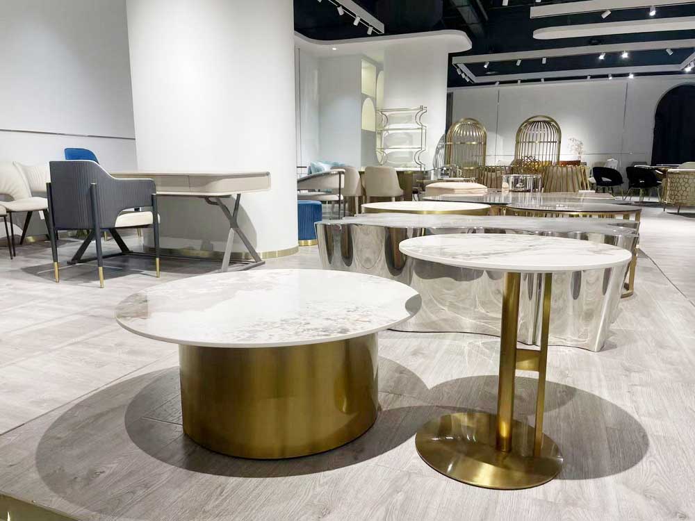 Marble Top Stainless Steel Base Round Tables