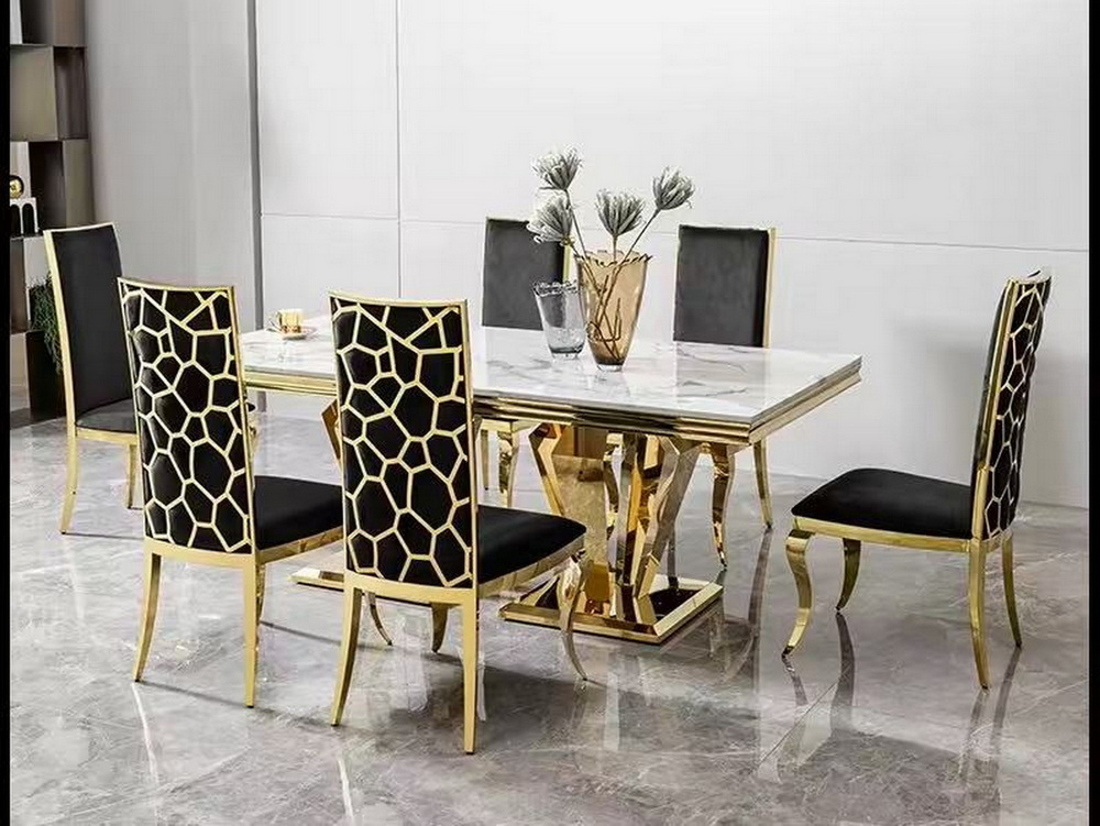 Slab Top Stainless Steel Base Rectangle Tables