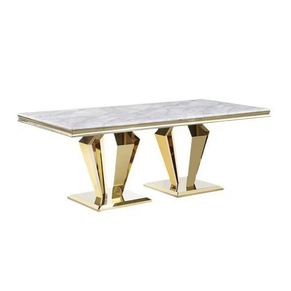 Slab Top Stainless Steel Base Rectangle Tables