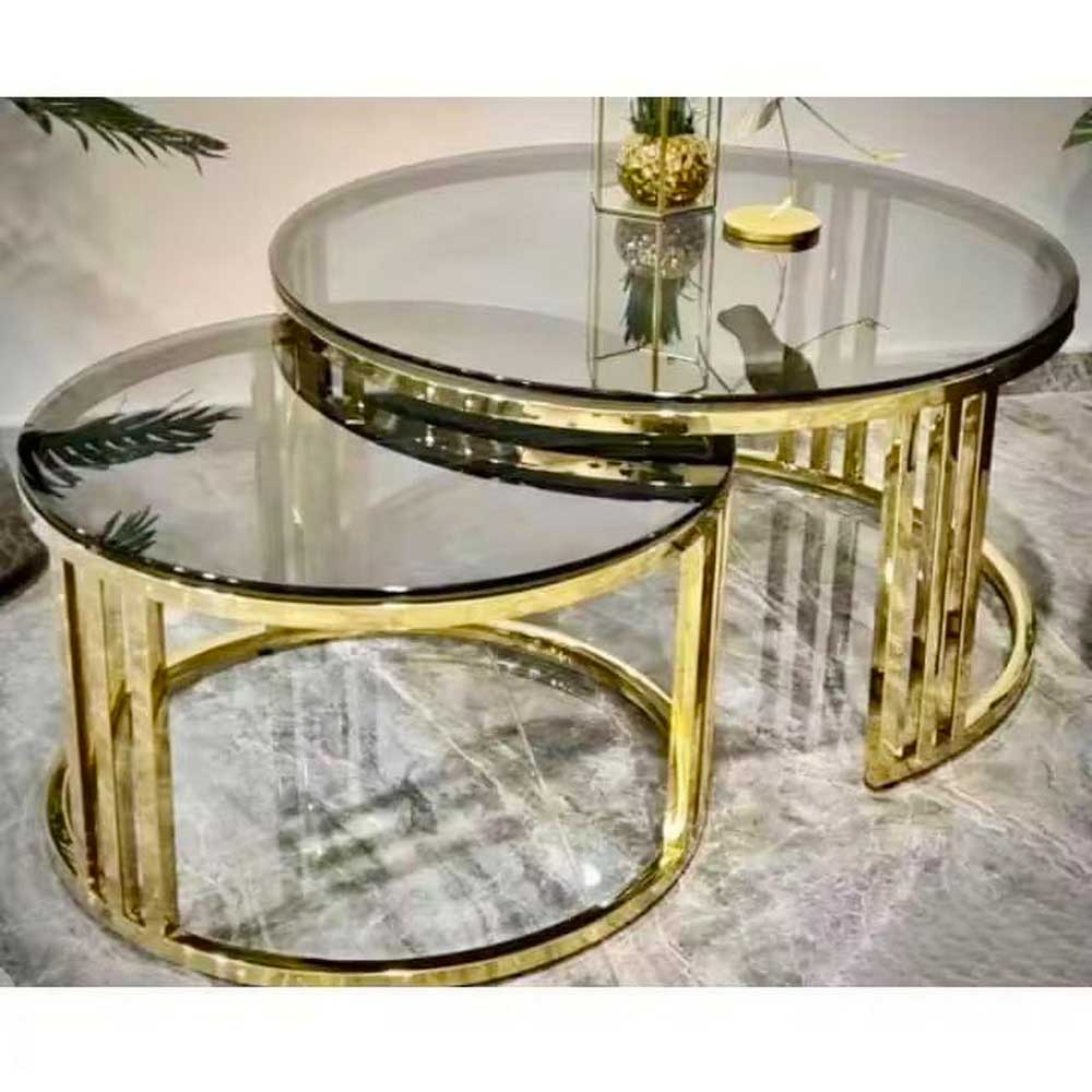 Stainless Steel And Marble Table Set