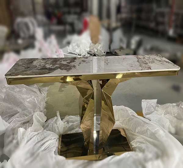 Slab Top Stainless Steel Base Rectangle Tables