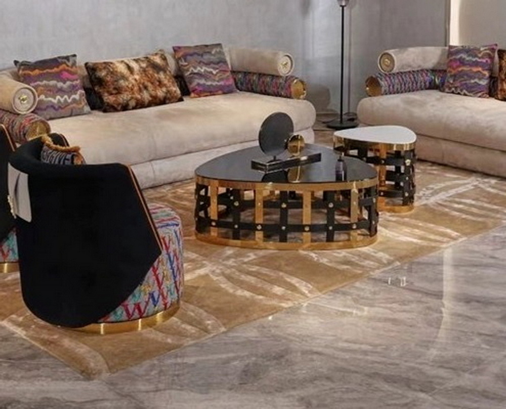 Stainless Steel And Marble Table Set