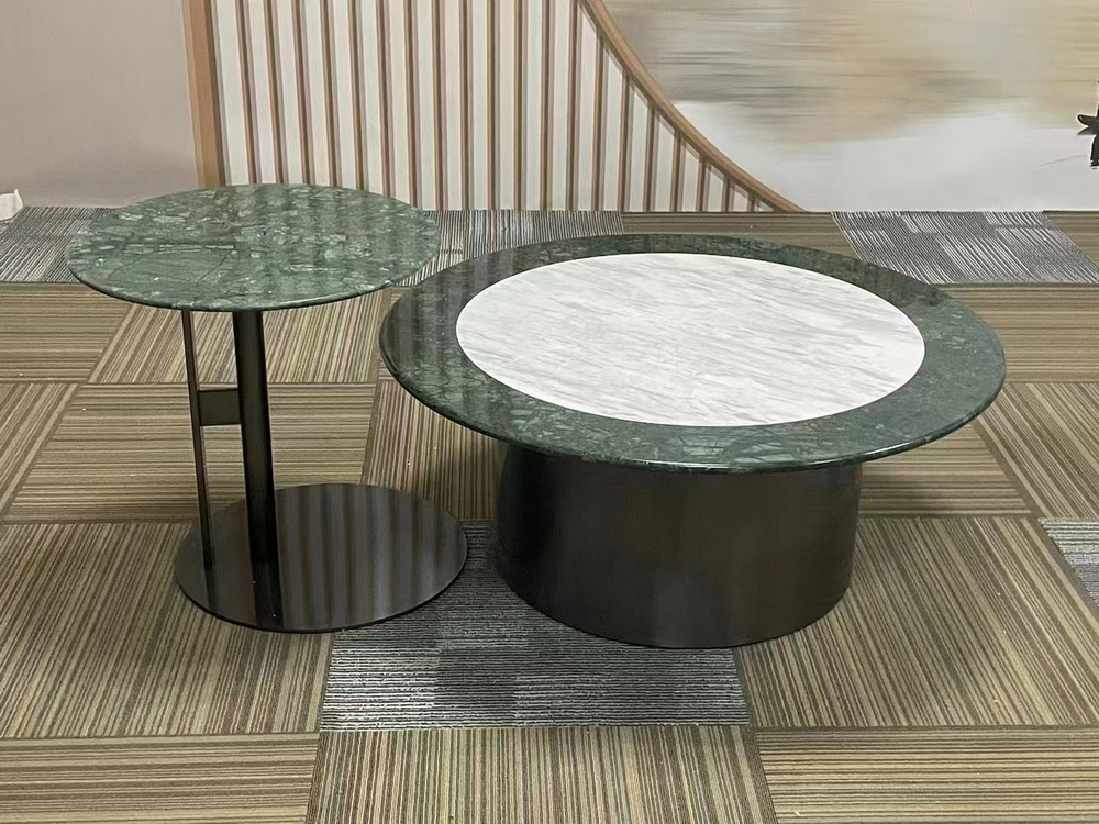 Stainless Steel And Marble Table Set