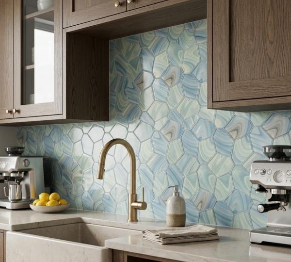 Ceramique Vitre Carreaux Mosaïque Céramique Yuvori 0.5kg - Forme Feuille Arc-en-Ciel Pour SDB/Cuisine Mosaique Carrelage